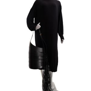 Bolsa Alaia Babel Franjas Couro Preta