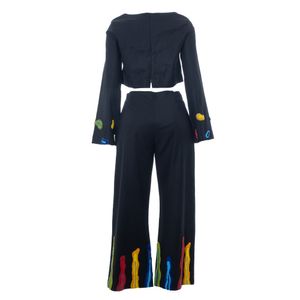 Conjunto Alix Bordados Coloridos Preto