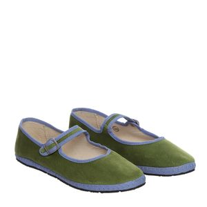 Sapatilha Infantil Veludo Verde e Azul