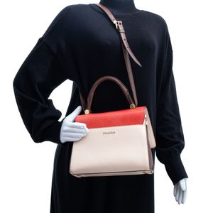 Bolsa Max Mara Couro Texturizado Marrom, Vermelho e Creme